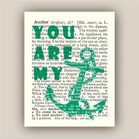 Items Similar To You Are My Anchor Print Anchor Dictionary Book Page