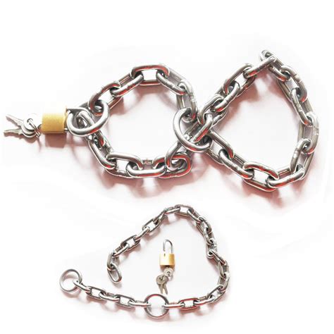 chain style stainless steel handcuffs wrist ankle cuffs restraint lock manacle prisoner play