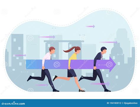 Business People Moving Forward Cartoon Vector 5112689