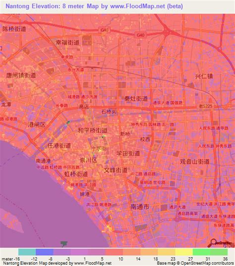 Elevation Of Nantongchina Elevation Map Topography Contour