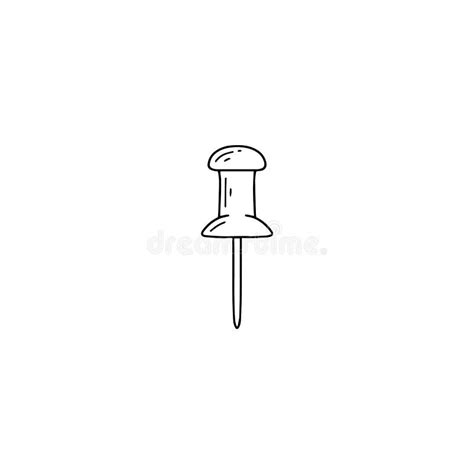Push Pin Or Drawing Pin In Outline Sketch Style Hand Drawn Vector