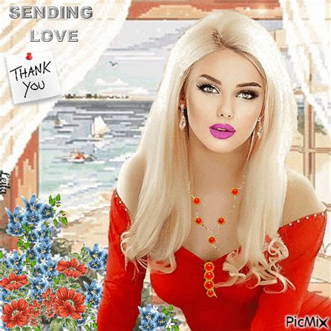 Sending Love Thank You Window Woman Free Animated  Picmix