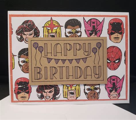 Say happy birthday to marvel with these free greeting cards. Marvel Birthday Card | Birthday cards, Cards, Handmade birthday cards