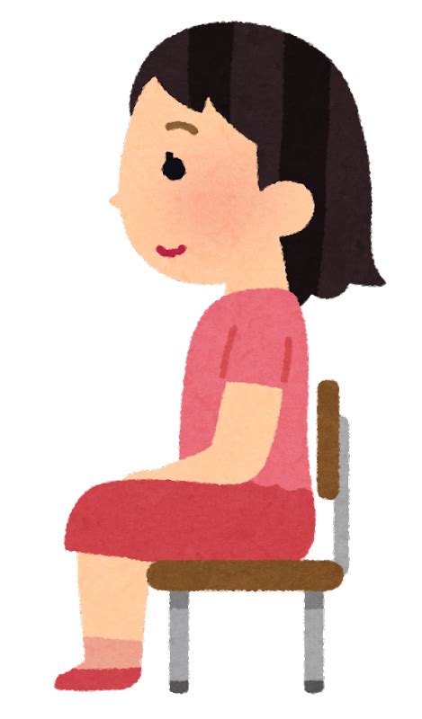 無料イラスト かわいいフリー素材集 姿勢の良い・姿勢の悪い椅子に座る女の子のイラスト