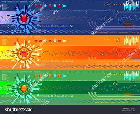 High Res Jpeg Colorful High Tech Banners Digital Technology Concept