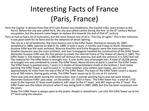 Ppt Interesting Facts Of France Paris France Powerpoint