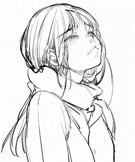 Girl Sad Anime Draw Manga Monochrome Tears Blackcrowsora