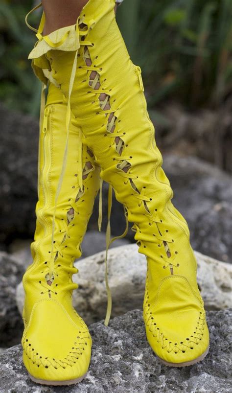 Mellow Yellow Knee High Boots Boots Knee High Leather