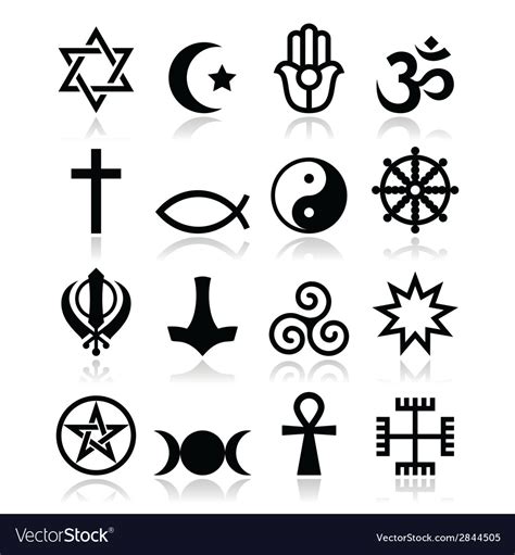 Religion Of The World Symbols Icons Set Vector Image