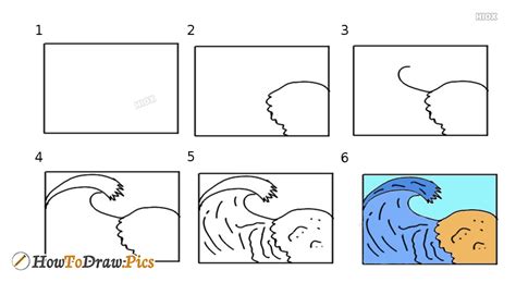 How To Draw Wave Pictures Wave Step By Step Drawing Lessons