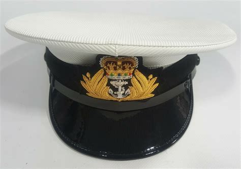 Royal Navy Officer Cap Naval Peaked Cap R N Cap Bullion Badge