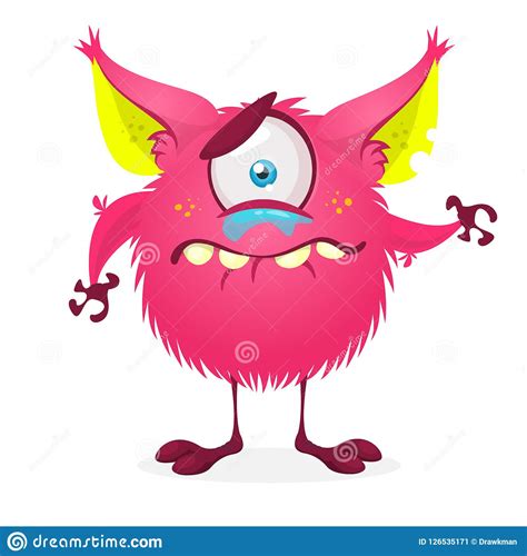 Cute Cartoon Crying Sad Monster With One Eye Stock Vector