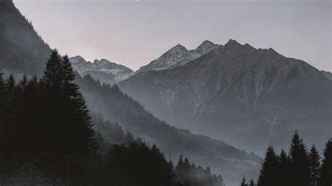 Download Wallpaper 1366x768 Mountains Fog Trees Tablet Laptop Hd