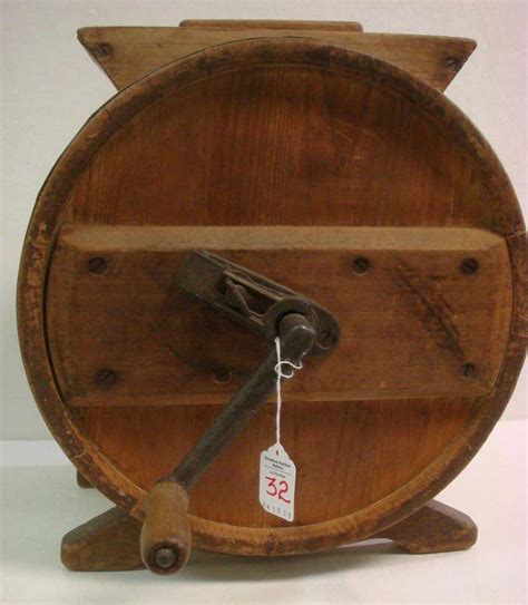 32 Wooden Hand Crank Barrel Stave Butter Churn