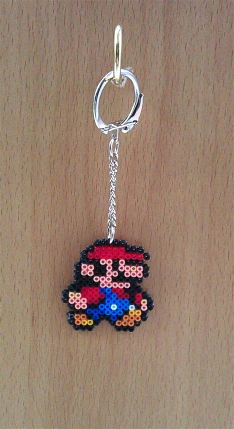 Handmade Super Mario Bros Mario Bead Sprite Key Ring Chain Bead