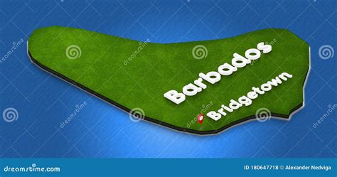 Map Of Barbados 3d Isometric Perspective Illustration Stock