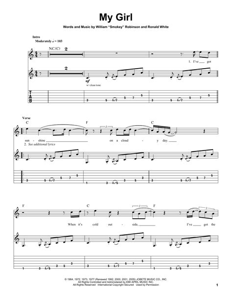 My Girl By The Temptations Guitar Tab Play Along Guitar Instructor