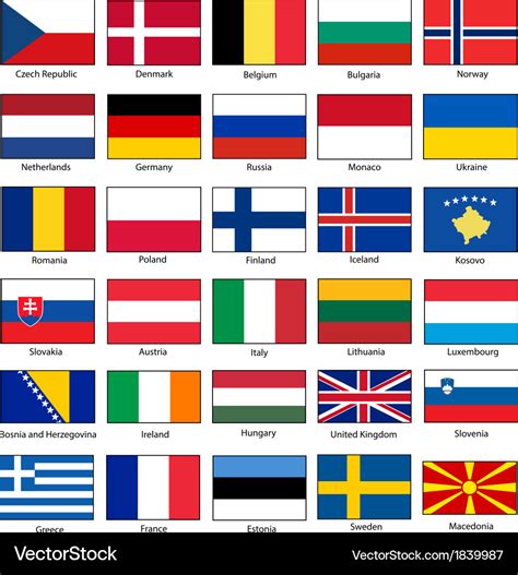 Flags Of Europe Set Royalty Free Vector Image Vectorstock