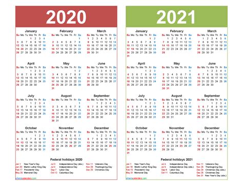 Are you looking for a printable calendar? Get Free 2 Year Calendar 2020-2021 | Calendar Printables ...