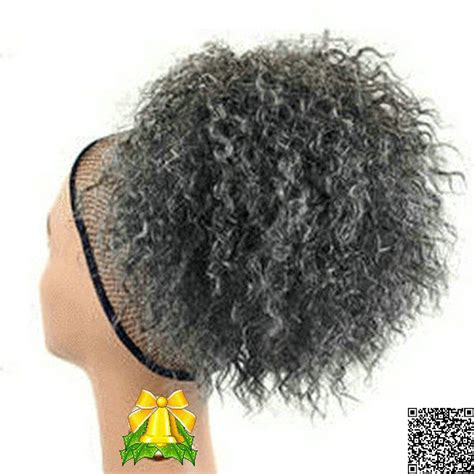 Real Hair Grey Hair Weave Ponytail 4b 4c Afro Kinky Curly Clip In Gray