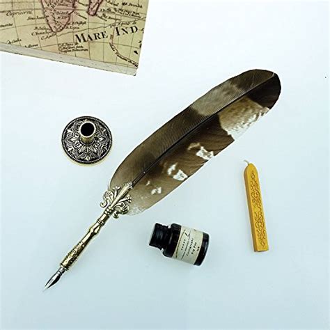 Quill Pen Mysterious Beautiful Feather Writing Quill 6 Nibs Pen Holder