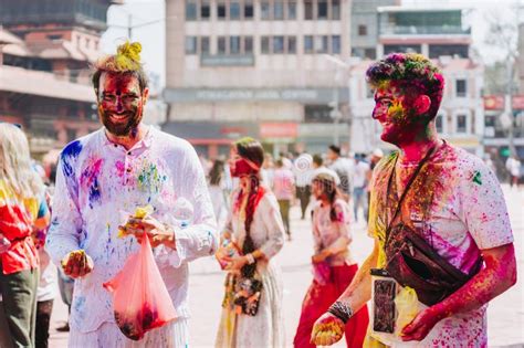 Holi Festival Happy Holi Celebration In Nepal Editorial Photography