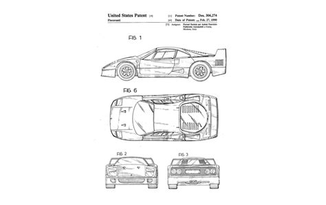 The Original Ferrari F40 Patent Drawings