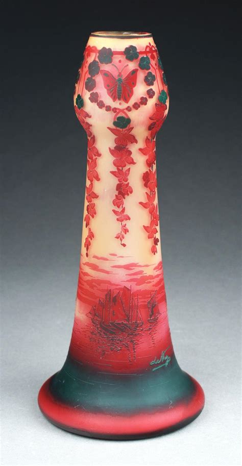 Sold Price De Vez French Art Deco Cameo Glass Papillion Vase June 4 0122 9 00 Am Edt