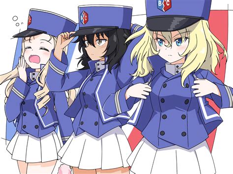 Safebooru 3girls Adjusting Clothes Adjusting Headwear Andou Girls Und Panzer Bc Freedom