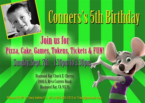 Chuck E Cheese Birthday Invitations Printables