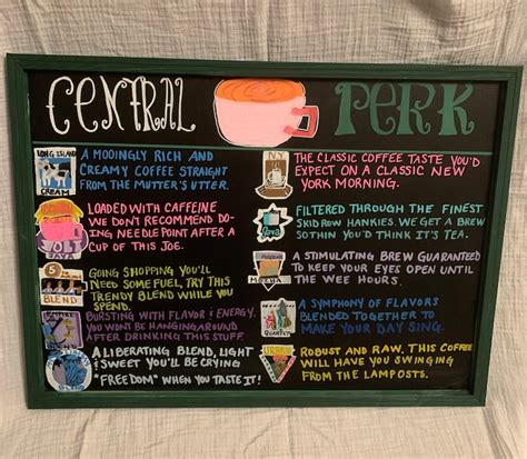 Friends Tv Show Central Perk Menu Board Coffee Shop Etsy