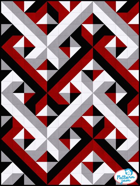 Red Black Interwoven Geometric Quilt Custom Quilts Triangle Quilt