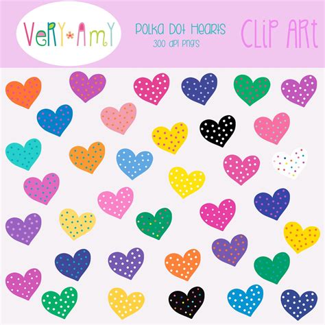 Polka Dot Heart Clip Art Instant Download Png Clipart Hearts Etsy