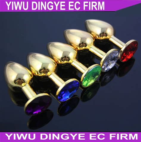 dingye anal toys for men gold stainless steel anal plugs diamond crystal metal butt plugs in