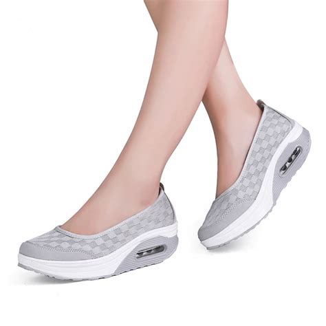 Eofk Summer Women Flat Platform Shoes Woman Casual Air Mesh Breathable