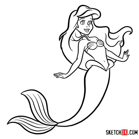 how to draw cute ariel the little mermaid step by step drawing tutorials little mermaid