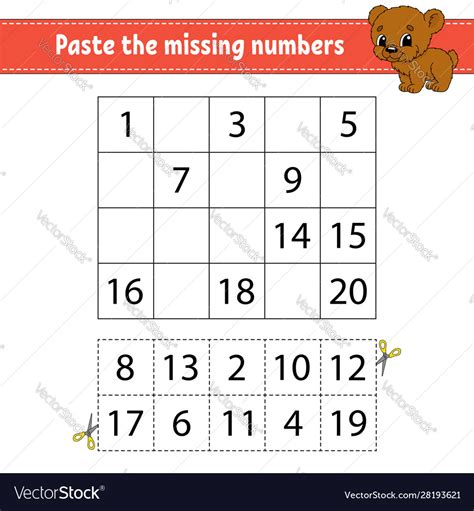 Paste Missing Numbers Game For Children Royalty Free Vector