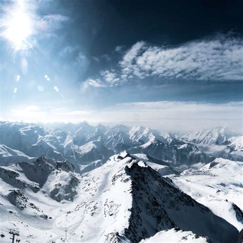 Over The Alps Mountains Sunshine Skyscape Ipad Wallpaper Download