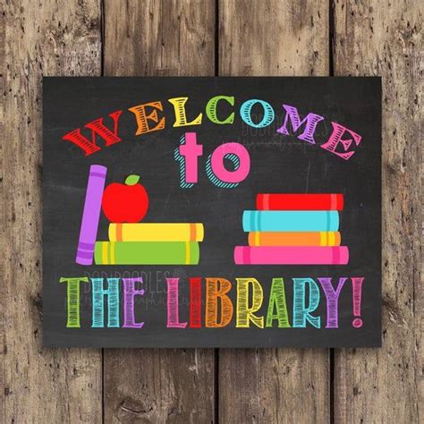 Library Welcome To The Library Classroom Signs Classroom Etsy