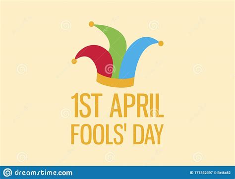 April Fools Day Inscription With Jester Hat Vector Stock Vector