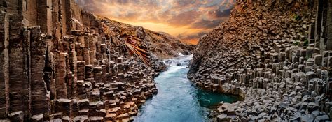 Breathtaking View Of Studlagil Basalt Canyon Iceland Fleewinter