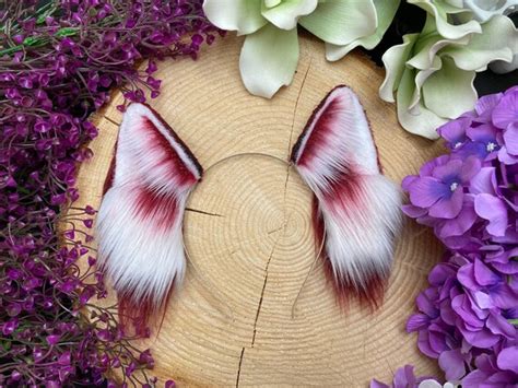 Realistic Wolf Ears Cosplay Red Furry Petplay Ears Neko Animal Etsy