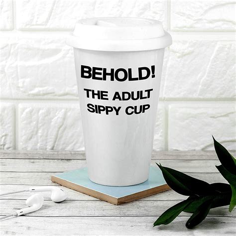 funny adult sippy cup ceramic travel mug with silicone lid motivational inspirational eco