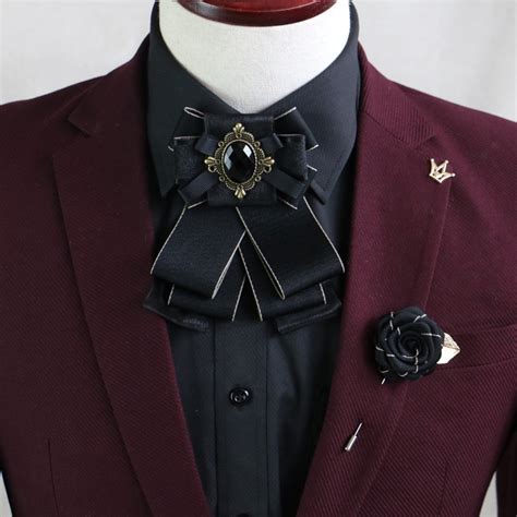 Vintage Fashion Fabric Bow Brooches For Men Neck Tie Pins Party Wedding