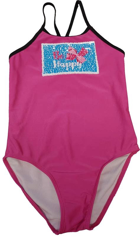 Jojo Siwa Girls One Piece Flip Sequins Swim Suit S Pink