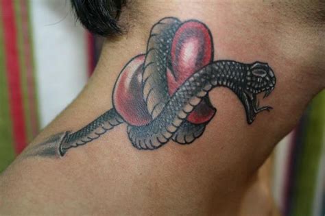 Snake Heart Neck Tattoo By Bird Tattoo