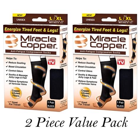 Ontel Miracle Copper Compression Socks Largeextra Large 2 Pair