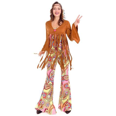 ladies hippie costume adult 60s 70s tassel hippy fringed costume woodstock sweetie peace and