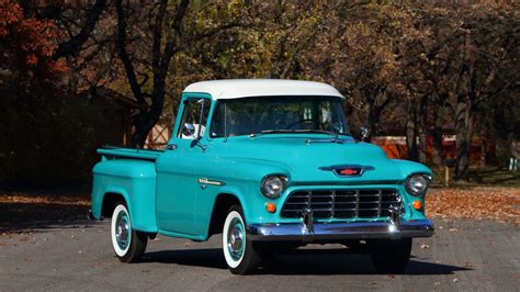 1955 Chevrolet 3100 Pickup Truck Blue Wallpapers Hd Desktop And