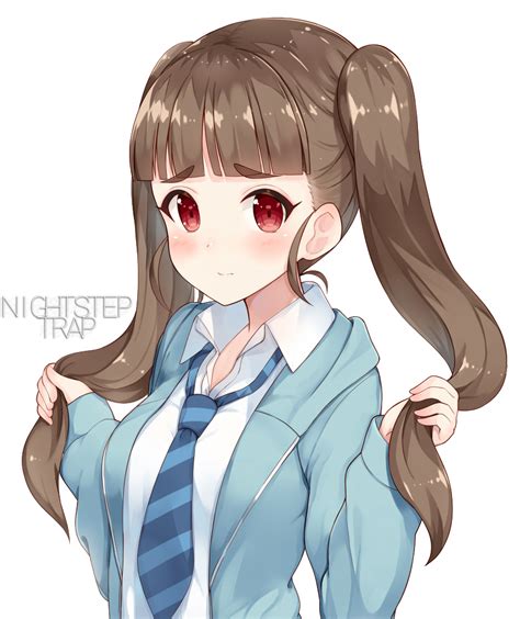 Cute Blushing Anime Girl With Twintais By Nightsteptrap123 On Deviantart